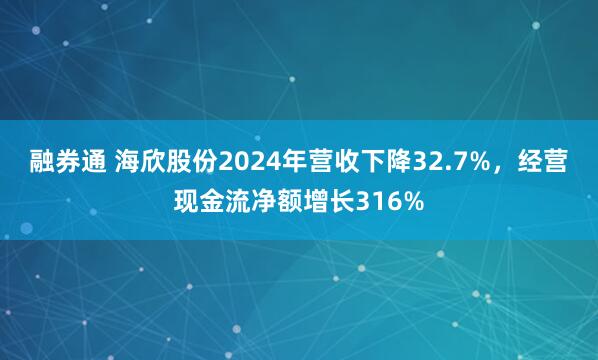 融券通 海欣股份2024年营收下降32.7%，经营现金流净额增长316%