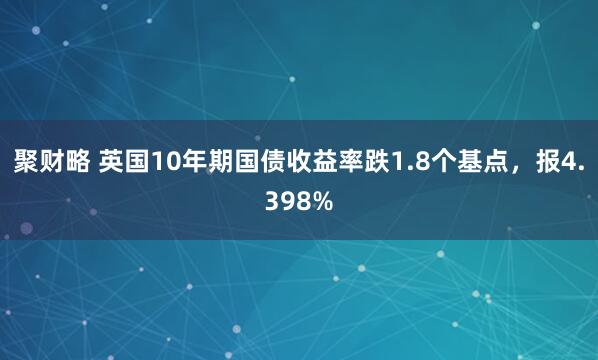 聚财略 英国10年期国债收益率跌1.8个基点，报4.398%